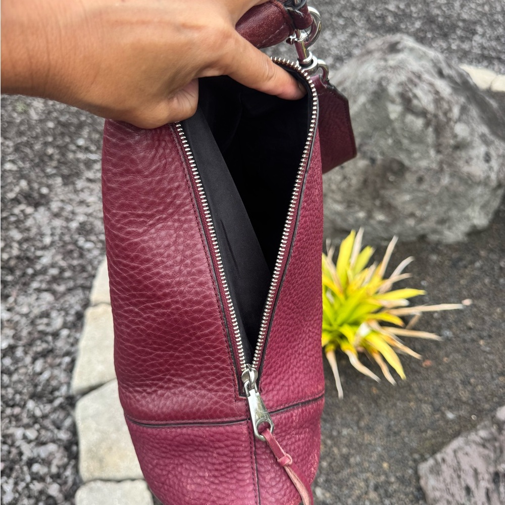 Rebecca Minkoff Burgundy Pebbled Leather Hobo Shoulder Bag - Picture 16 of 16